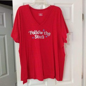 26/28 Lane Bryant Red Star V-Neck Top